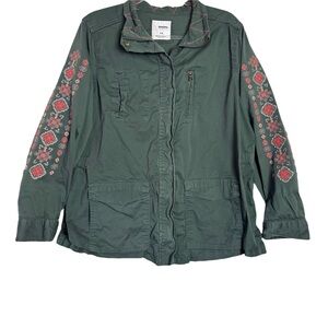 Sonoma Embroidered Green Zip Up Utility Jacket Size 1X